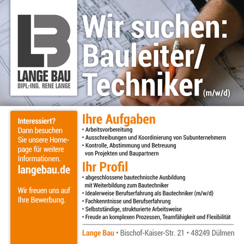 Bauleiter/Techniker gesucht