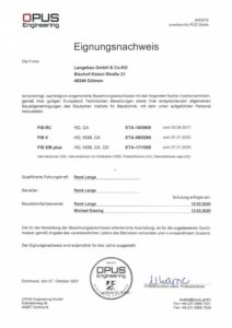 Eignungsnachweis OPUS Engineering
