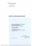 Mitgliedsurkunde der Ingenieurkammer-Bau NRW