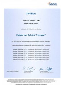 Zertifikat der Firma Schöck